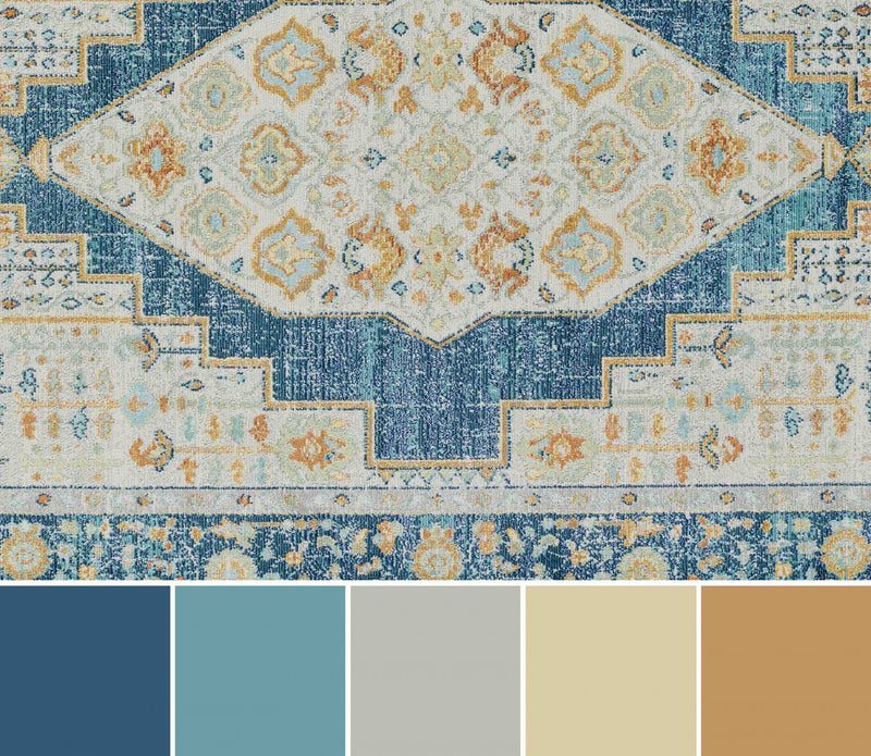 Tapis Traditionnel Kinsley 2'7\" x 8'0\" en Bleu