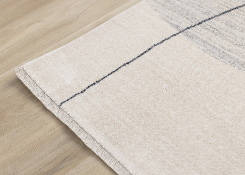 Tapis geometrique gris noir creme Olivia, 7'10\" x 10'2\"