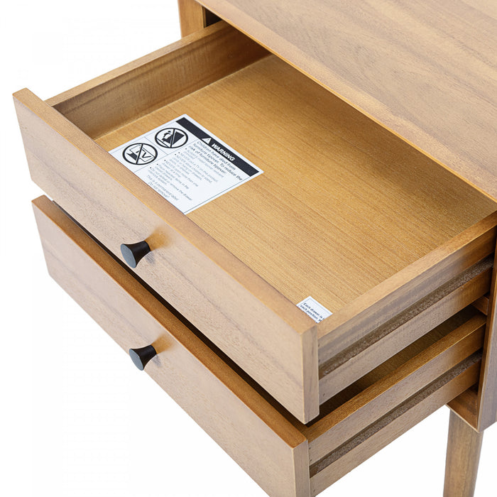 Emma Table de Nuit Moderne Mid-Century avec 2 Tiroirs, Naturel