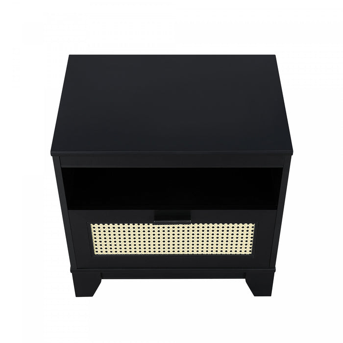 Table de nuit Sheridan style milieu du siecle 56 cm en noir (1 tiroir) - Lot de 2