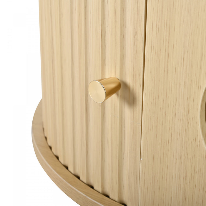 Grain Table Basse Noyer 39.3 po avec Porte Enroulable et Tiroir Acrylique, Noyer Naturel