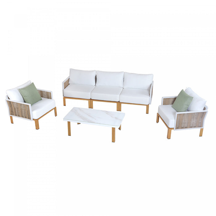 Ensemble de conversation moderne Vine 4 pieces en blanc