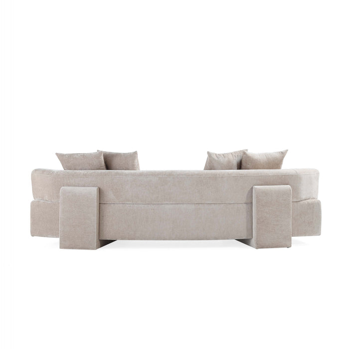Canape en chenille beige Verandah Mid-Century Modern 112\"