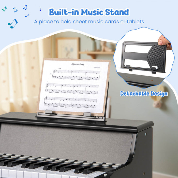 Costway Piano Numerique 25 Touches avec Pupitre, Tabouret, Touches Retroeclairees et Mode Enseignement pour Enfants des 3 Ans - Noir