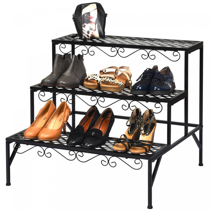 Presentoir Pour Plantes 3 Niveaux, Porte-plantes Sur Pieds, Porte-plantes Multifonctions Pour Interieur Et Exterieur, Pour Collections De Petites Plantes, Presentoir Pour Pots De Fleurs, Pour Veranda, Jardin Et Balcon