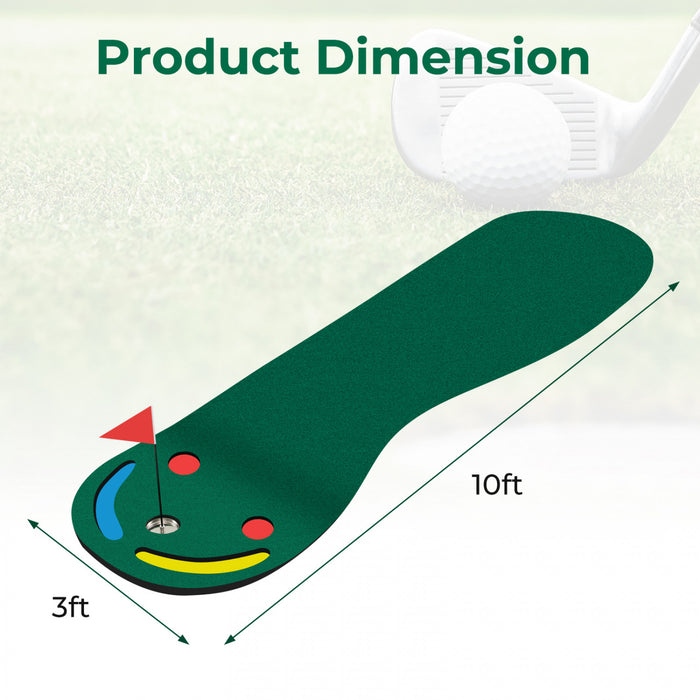 Costway 9.8ft X 3ft Par 3 Trous De Golf Mettant Tapis Vert Pour La Pratique Interieure Et Exterieure