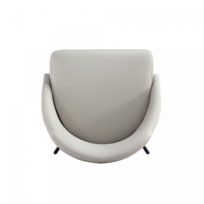Chaise de salle a manger moderne Gracie en metal et cuir vegetalien, gris pierre et noir