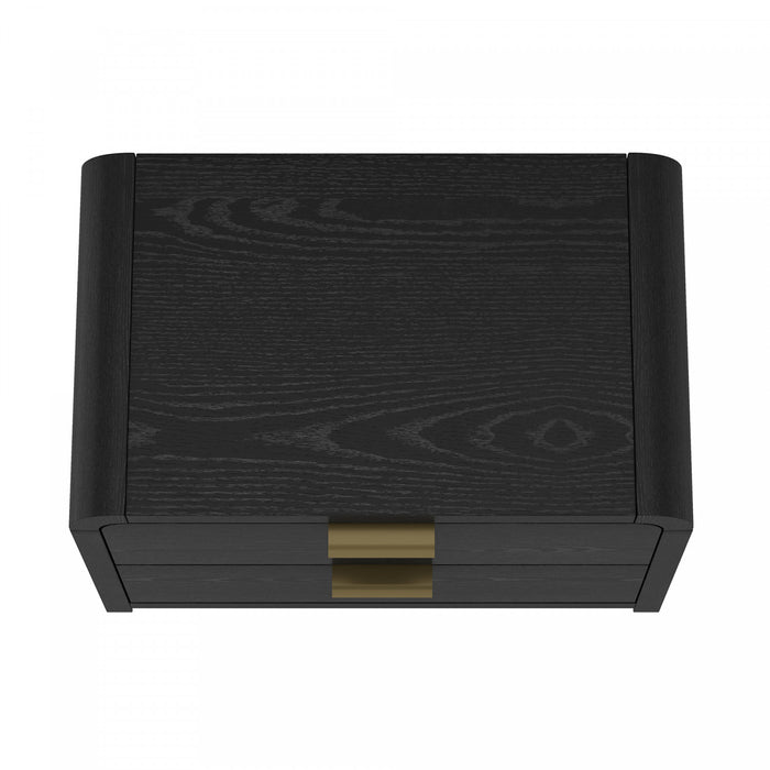 Table de nuit moderne Grace 28\" en noir et or (2 tiroirs) - Lot de 2