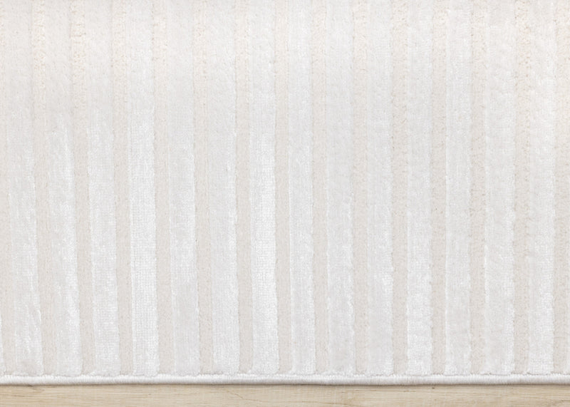 Carpette Leonardo blanche et grise à motif de rayures modernes - 7 pi 10 po x 10 pi 6 po