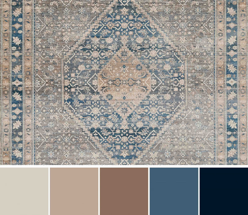 Tapis Traditionnel Lucia 2'6\" x 8'0\" en Bleu