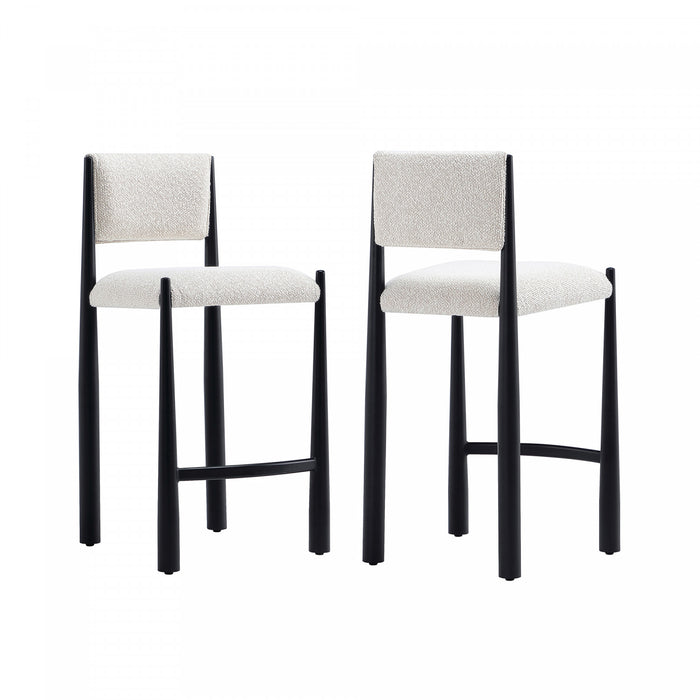 Tabouret de comptoir en metal boucle creme style mid-century modern Lennor