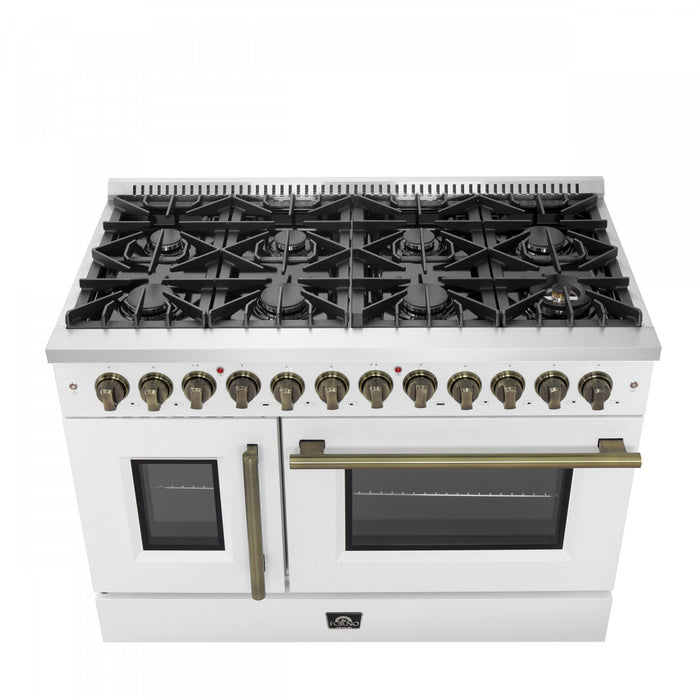 Cuisiniere a double combustible Galiano de 48 po, blanche, doubles fours de 6,58 pi³ – FFSGS6356-48WHT