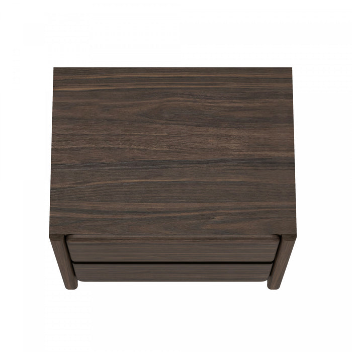 Table de nuit moderne Linda 24\" en noyer brun (2 tiroirs) - Lot de 2
