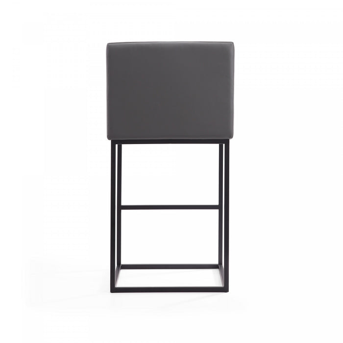 Tabouret de bar rembourre en metal gris style mid-century modern Ambassador - Lot de 2