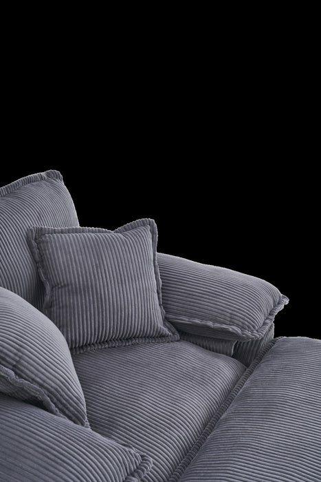 Liam Canape d'interieur moderne en velours cotele 46,9\" avec 2 coussins moelleux, Gris
