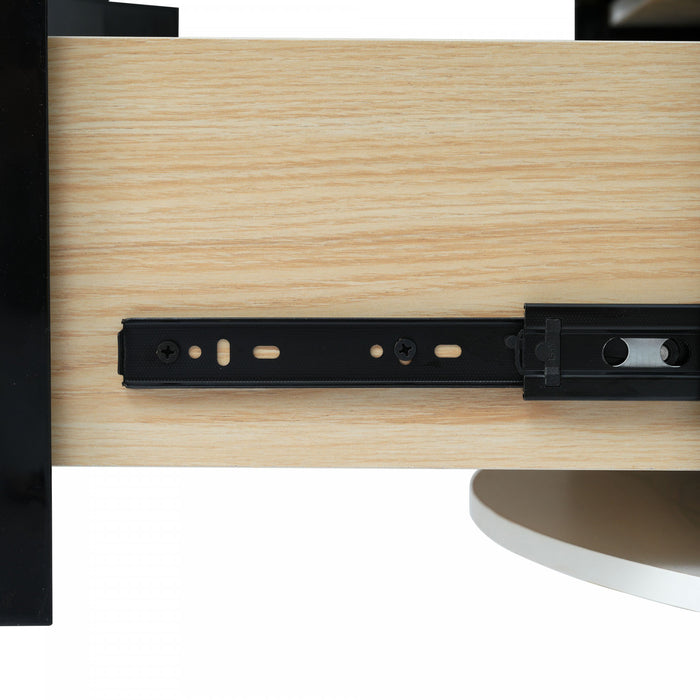 Table Basse Ronde Moderne Nelson De 31,5\" Avec 2 Tiroirs De Rangement, Noire