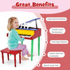 Costway 30-Key Classic Baby Grand Piano Toddler Toy Wood with Bench & Music Rack Colorful