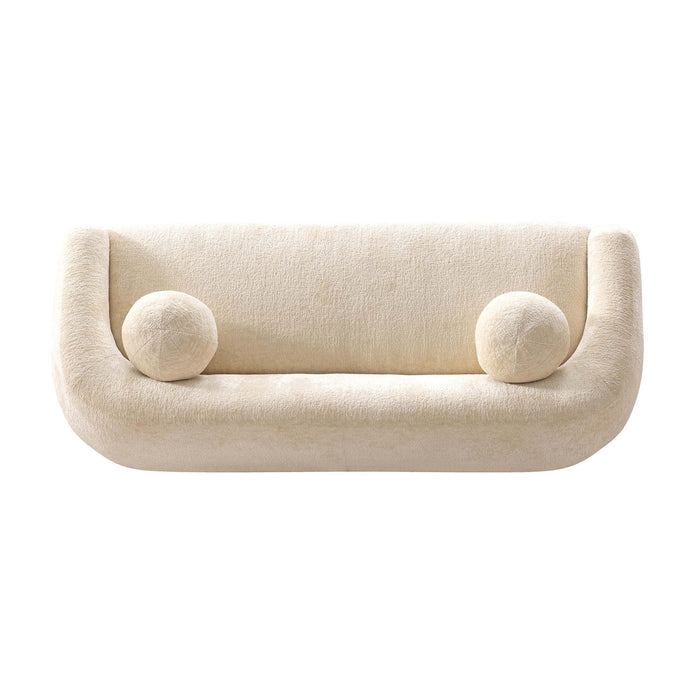Canape Tribeca style mid-century 86\" en chenille creme