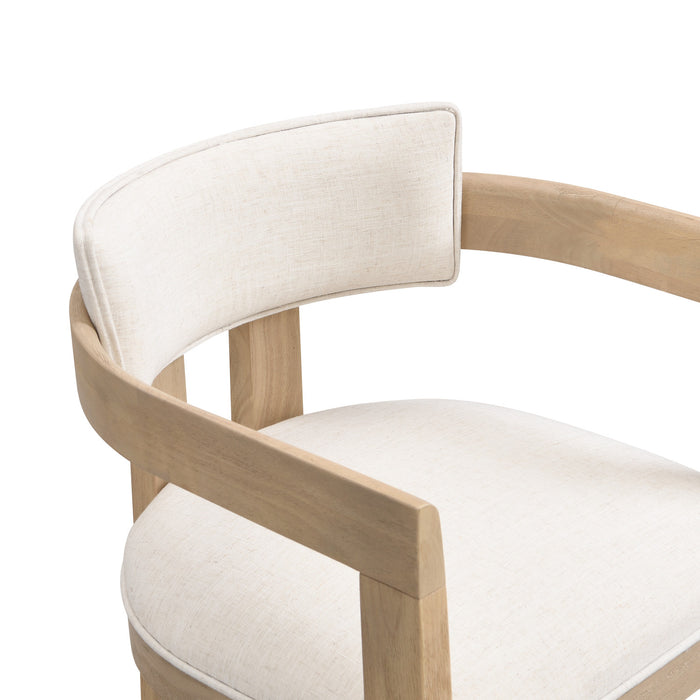 Chaise De Salle À Manger James Avec Accoudoirs, Ensemble De 2, Cadre En Bois D’hévéa - Beige