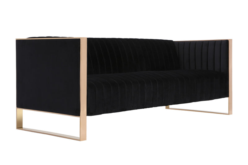 Ensemble de canape 3 pieces Trillium style milieu du siecle en noir