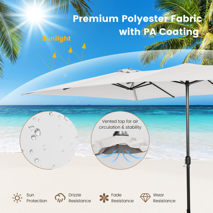 Costway Grand parasol de marche double face 15FT avec manivelle, ventilation, pour exterieur double
