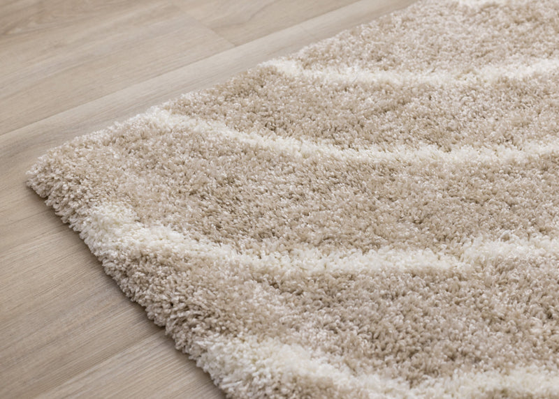 Tapis Fairmont aux lignes courbes creme taupe, 6'7\" x 9'6\"