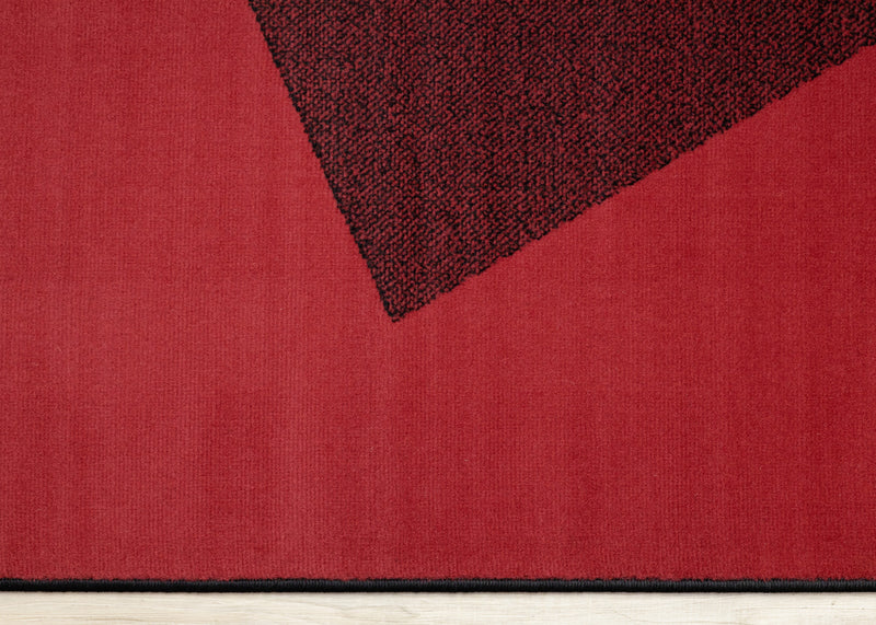 Carpette Forte rouge, noire et blanche à motif géométrique - 7 pi 9 po x 10 pi 6 po