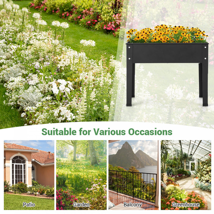 Costway 24\" Lit De Jardin Eleve Avec Les Jambes Metallique Eleve Planter Boite De Drainage Trou Arriere Cour