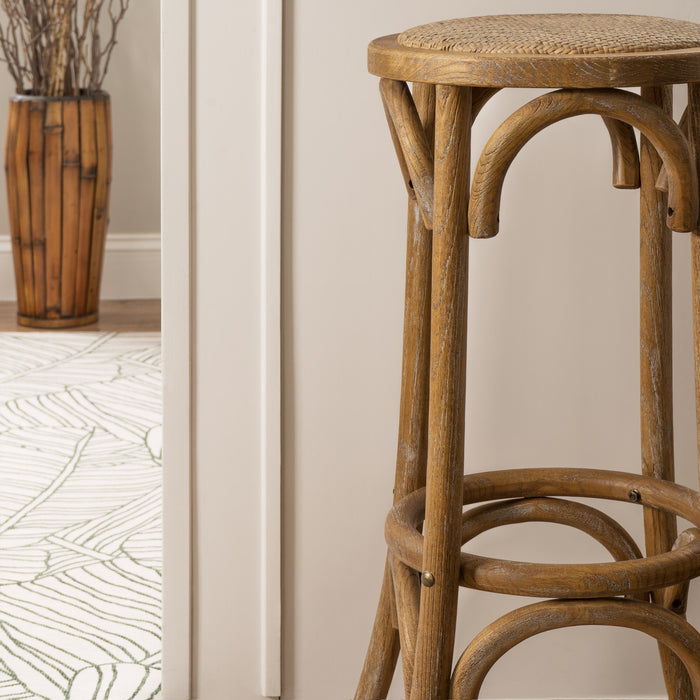 Tabouret bar Rae en rotin et sans dossier - naturel