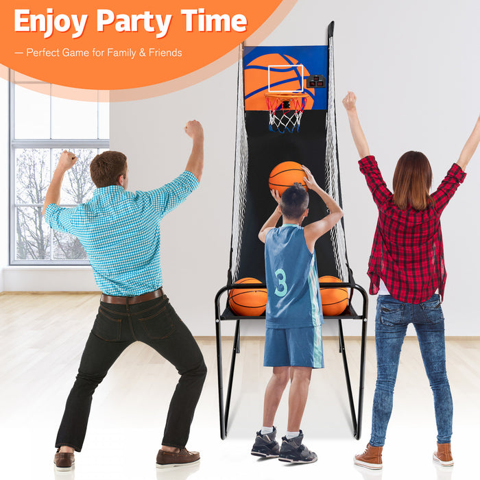 Jeu D'arcade De Basket-ball Pliable Costway, Avec Compteur Electronique, Filets Lateraux, 3 Ballons De Basket, 1 Pompe De Gonflage