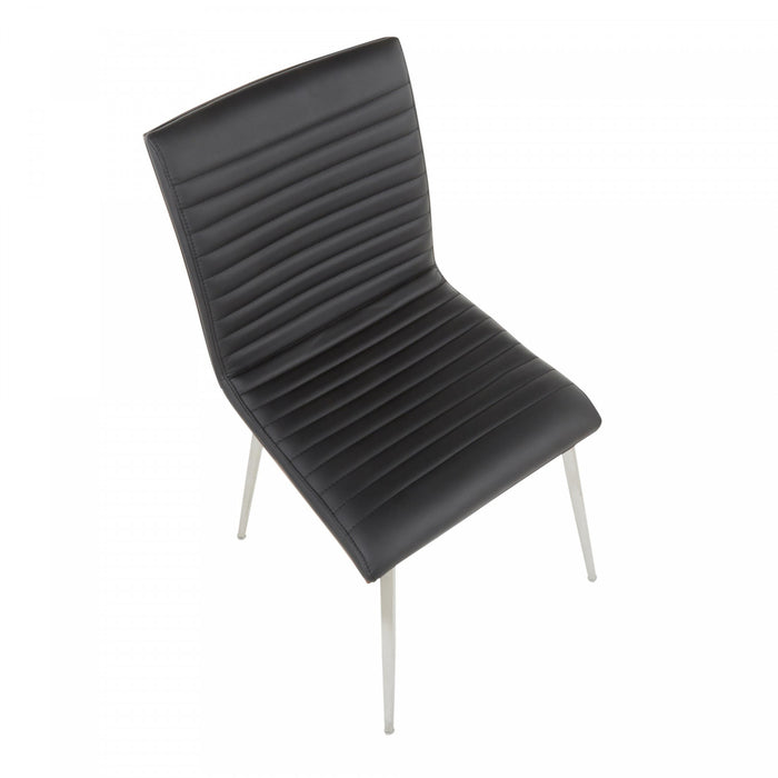 Chaise d’appoint de salle à manger pivotante contemporaine Mason en similicuir noir - ensemble de 2