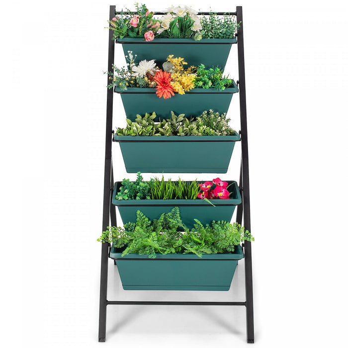 Boite De Planteur De Jardin Vertical Costway A 5 Niveaux Eleve Lit Eleve W / 5 Conteneur Vert
