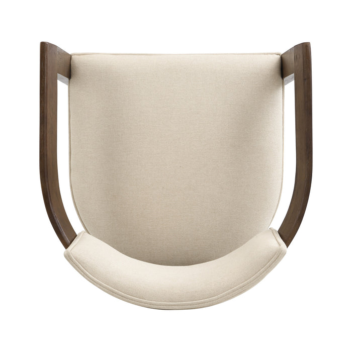 Evelyn Ensemble de 2 chaises de salle a manger en bois de caoutchouc avec accoudoirs et assise rembourree, noyer