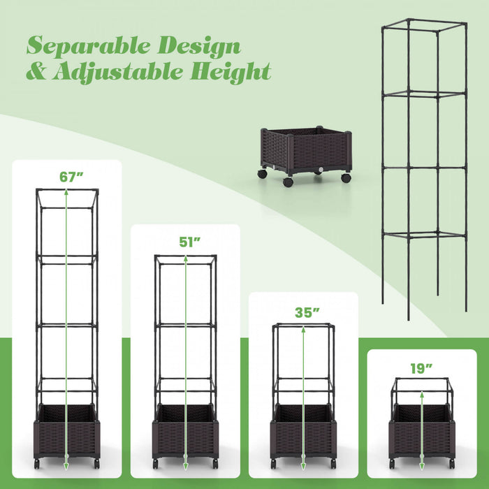 Costway 2 Pcs 67\" Planter Souleve Lit De Jardin Avec Planter Box & Trellis Hauteur Reglable