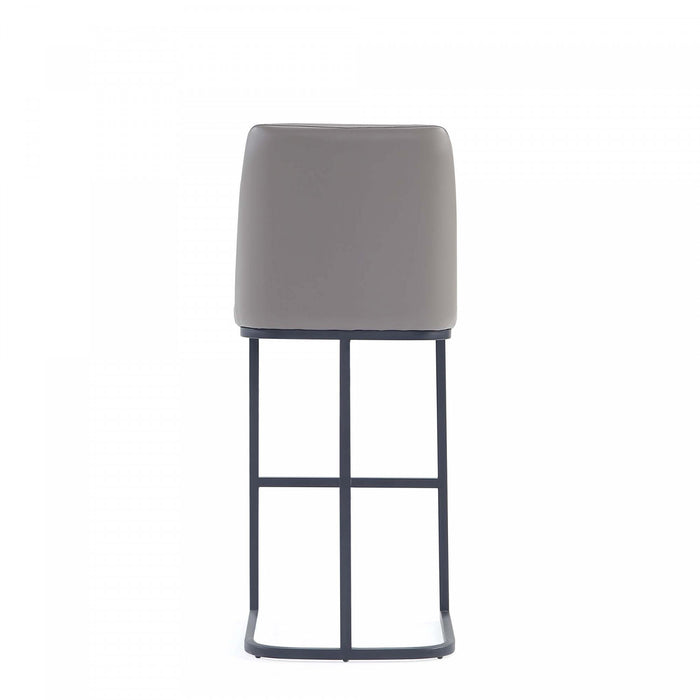 Tabouret de bar moderne en metal et tissu Serena, taupe - Lot de 2