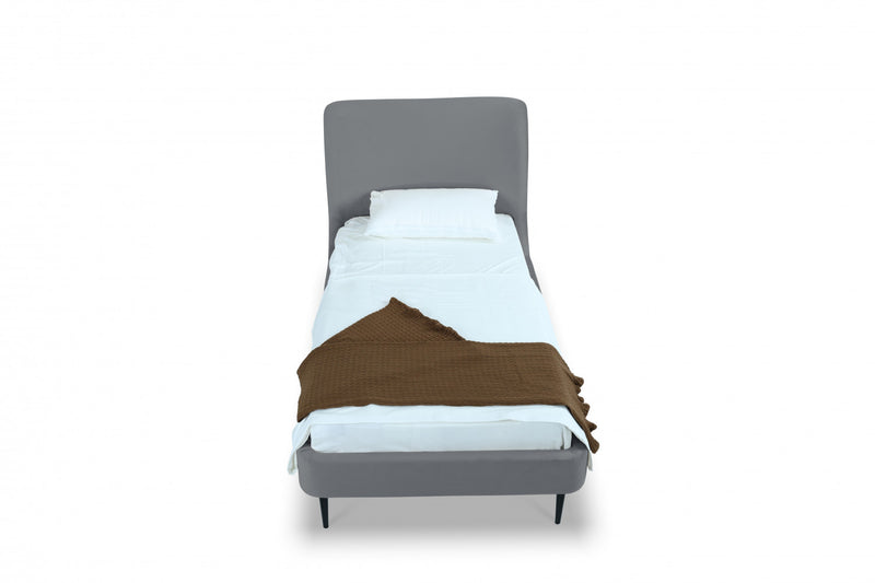Lit une place Heather style milieu du siecle moderne, rembourre en velours gris et noir