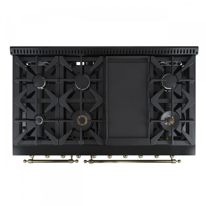 Cuisiniere a gaz Antico de 48\", noire,avec double four – FFSGS6219-48BLK
