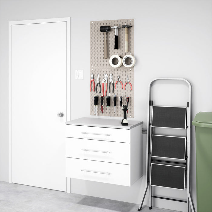 Armoire de plancher HangUps à 3 tiroirs avec rangement - blanche