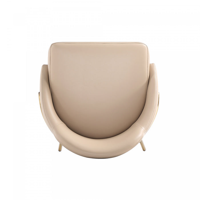 Tabouret de comptoir moderne Gracie en metal, rembourre, coloris beige et dore