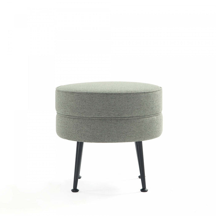 Pouf d’appoint capitonne Bailey style milieu du siecle en vert sauge