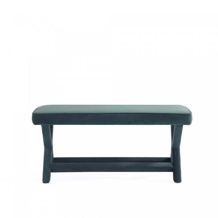 Banc d’appoint Abigail style milieu du siecle moderne en velours vert foret