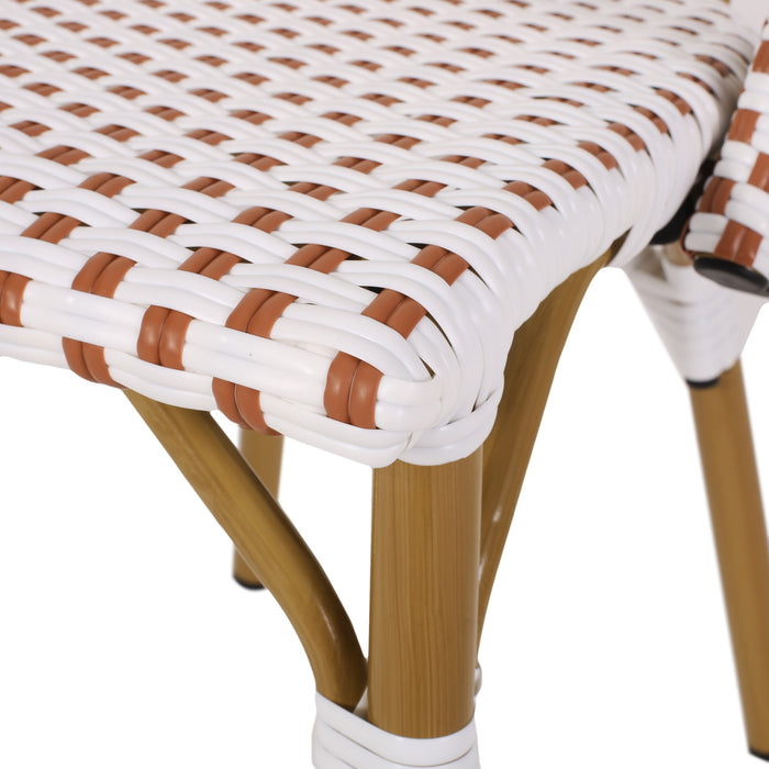 Chaises de bistrot francaises Julien en rotin synthetique et aluminium, lot de 2 - blanc et rouge