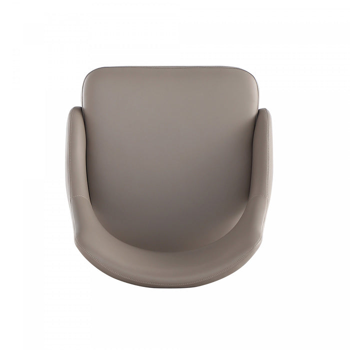 Chaise de salle a manger moderne Tremont en metal et cuir vegetalien taupe