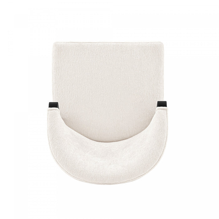 Chaise de salle a manger moderne Ola en bois et chenille creme - Lot de 2