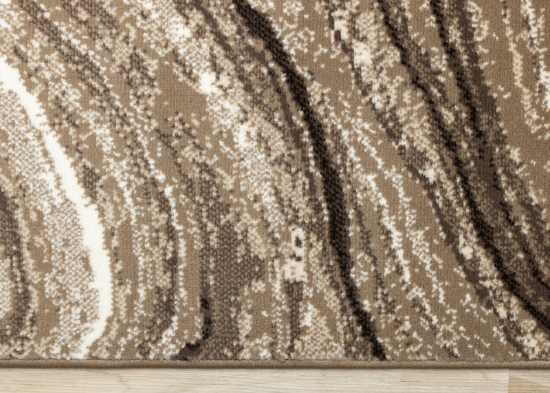 Carpette Forte brune et crème à motif de vagues apaisantes - 5 pi 3 po x 7 pi 5 po