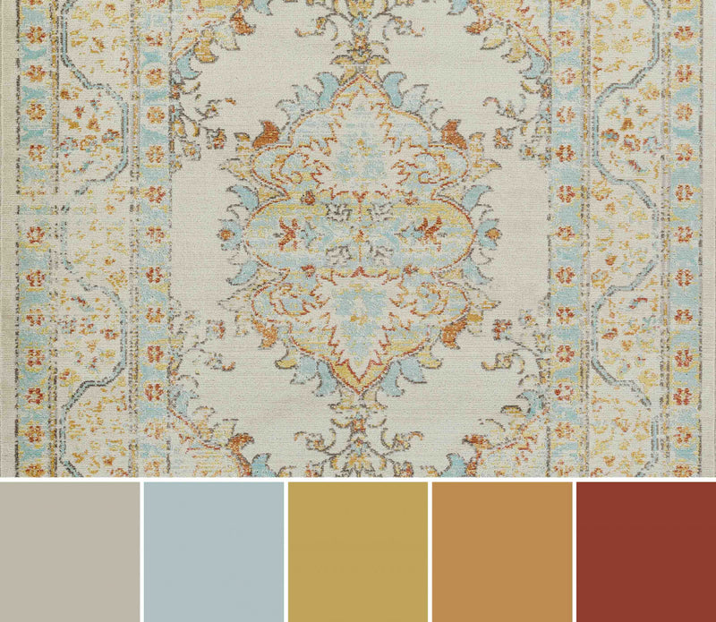 Tapis Traditionnel Esme 7'10\" x 10'6\" en Ivoire
