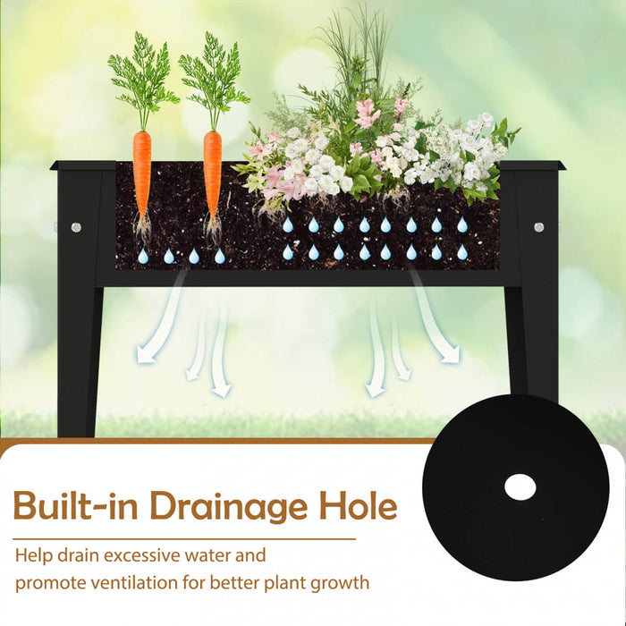 Costway A Souleve Le Lit De Jardin Eleve Boite De Planteur En Metal Avec Les Jambes Trous De Drainage Boite De Jardinage