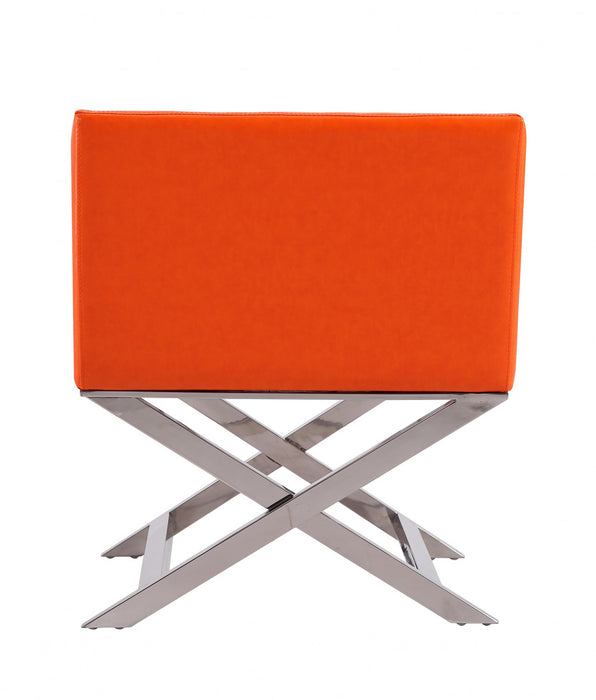 Fauteuil d’appoint contemporain en cuir vegetalien Hollywood orange – Lot de 2