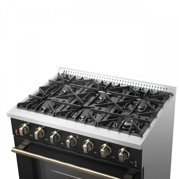 Cuisiniere a gaz Galiano de 36 po en noir, 5,36 pi³ - FFSGS6244-36BLK