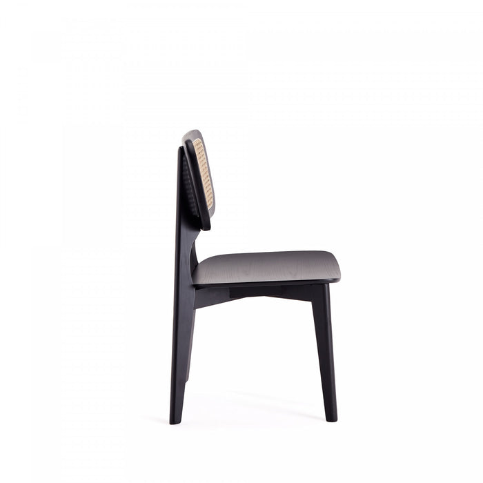 Chaise de salle a manger en bois style industriel Versailles en noir et naturel - Lot de 4